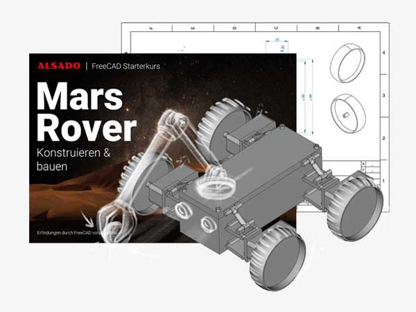 FreeCAD Starterkurs Schulungsunterlagen aus Schritt-für-Schritt Anleitung, technischer Zeichnung und fertigem 3D CAD Modell